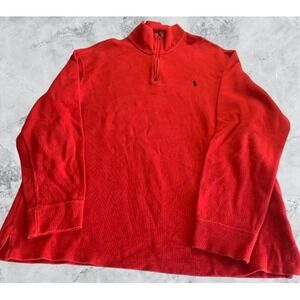 Polo Ralph Lauren Mens Red 1/4 Zip Pullover Sweatshirt Long Sleeve Size XXL